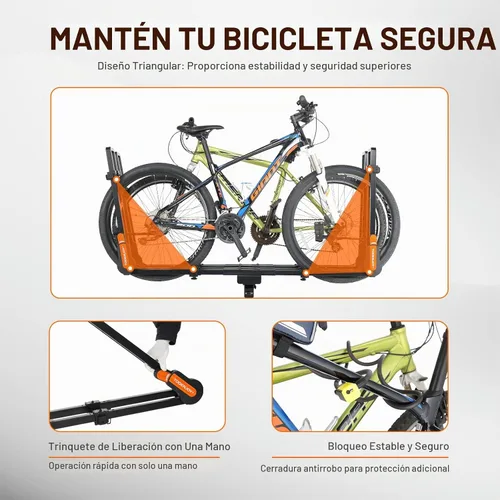 Vista 4 de TOOENJOY Soporte de bicicleta plegable para enganche, plataforma de transporte de bicicletas resistente con brazos duales, se ajusta a receptor