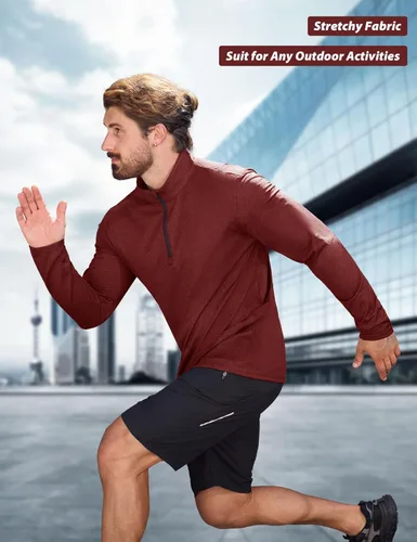 Vista 84 de MAGCOMSEN Sudadera de golf de manga larga con forro polar para hombre, con cremallera de 1/4, térmica, para correr