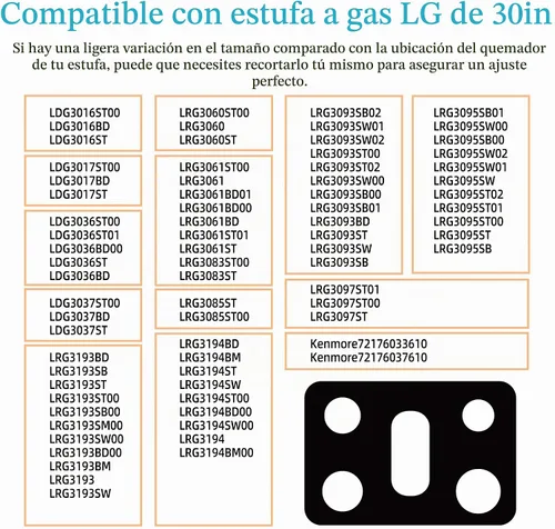 Vista 2 de Cubierta de estufa para LG Protector superior de estufa de gas para modelo LRG3093 LRG3095 LRG3061 LRG3193 LRG3085 LDG3036 LDG3016 - Protector