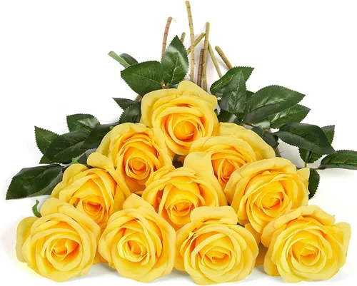 Vista 41 de DuHouse 10 rosas falsas de seda artificial, color morado otoñal Púrpura Otoño