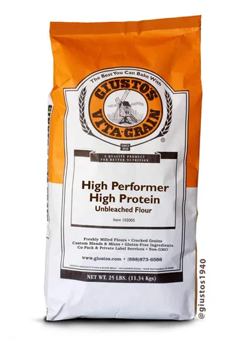 Vista 3 de Giusto's Vita-Grain Harina de pan malteada artesanal sin blanquear totalmente natural, bolsa de 5 libras