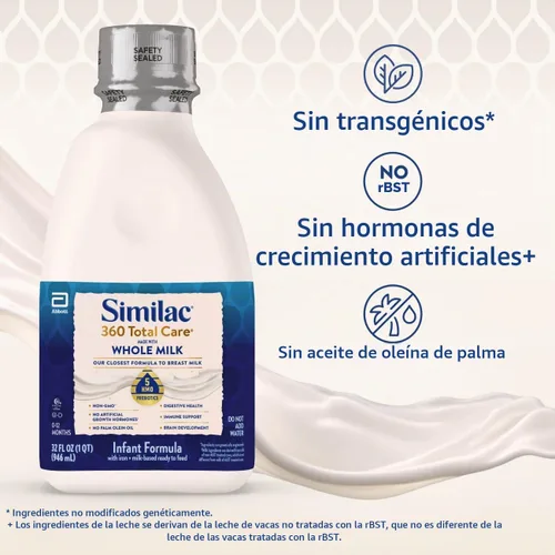 Vista 6 de Similac 360 Total Care Hecho con leche entera, fórmula para bebés lista