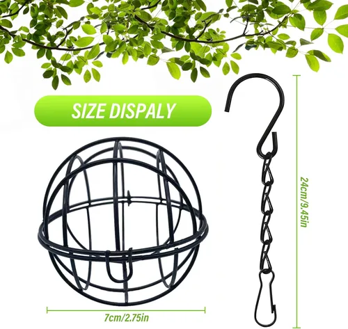 Vista 6 de Longzhuo 6 comederos metálicos para colibríes para colgar en exteriores, bola redonda de sebo a prueba de ardillas, regalos de observación de aves