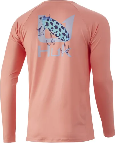 Vista 8 de HUK Camiseta de pesca de manga larga con protección solar para hombre Vc Pursuit Pescado de hueso - Glaciar