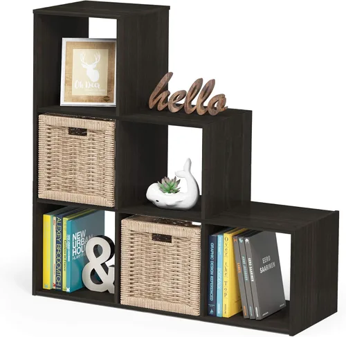 Vista 9 de Furinno PELLI - Estantería de 2 cubos con cubos abiertos y cerrados, armario organizador de almacenamiento de 2 x 1, 12.2 x 11.6 x 24.2, para sala