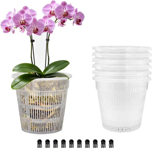 Vista 7 de Macetas para Orquídeas, Paquete de 12 Macetas para Orquídeas de 4.5 Pulgadas con Agujeros, Maceta Ranurada Transpirable para Orquídeas