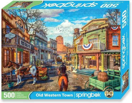 Vista 2 de Springbok 's Rompecabezas de 500 piezas Old Western Town - Fabricado en Estados Unidos