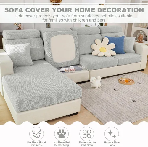 Vista 4 de Beacon Pet Funda universal para sofá resistente al desgaste, fundas elásticas para sofá mágico 2024, funda antideslizante en forma de L, funda