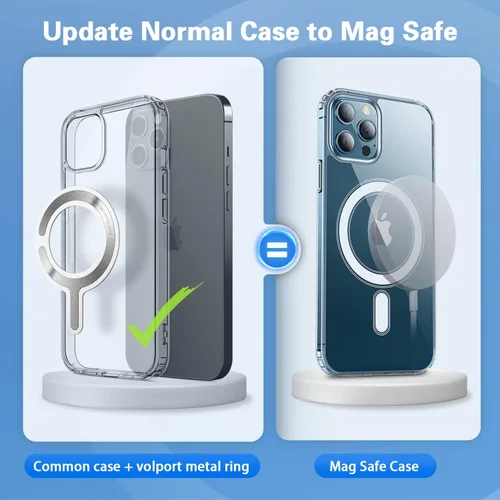 Vista 2 de Anillo adaptador magnético para Magsafe, convertidor de funda adhesiva fuerte para iPhone 16/15/14/13 Android, kit de conversión de bucle de metal