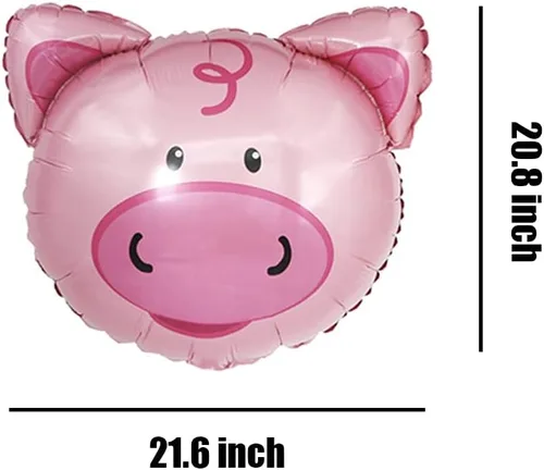 Vista 4 de Globos de animales de granja, cerdo, vaca, caballo, burro, globo de Mylar para animales, temática de animales, suministros de fiesta de cumpleaños