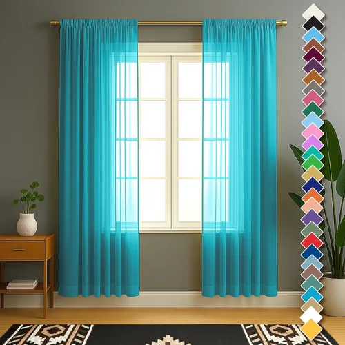 Vista 27 de YHSF Cortinas traslúcidas – Juego de 2 paneles para decoración del hogar – Elegantes cortinas de gasa sólida con bolsillo para barra