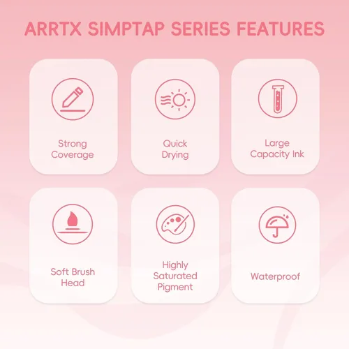 Vista 4 de Arrtx Simptap Series - Bolígrafos de pintura acrílica, punta de pincel, marcadores de pintura acrílica para pintura en rocas, manualidades