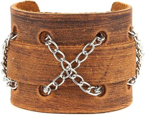 Vista 8 de HZMAN Pulseras de cuero marrón Pulsera de cuero para hombre Pulsera ajustable Pulsera de regalo de joyería