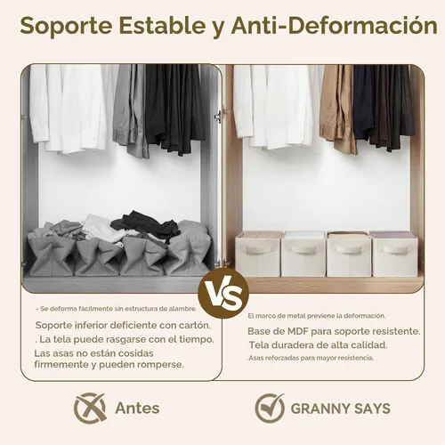 Vista 8 de GRANNY SAYS Contenedores de almacenamiento para armario, cesta de Beige