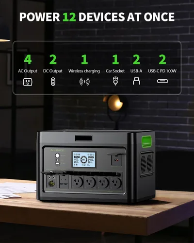 Vista 4 de Generador solar portátil de la central eléctrica 2400W para el uso Negro&verde