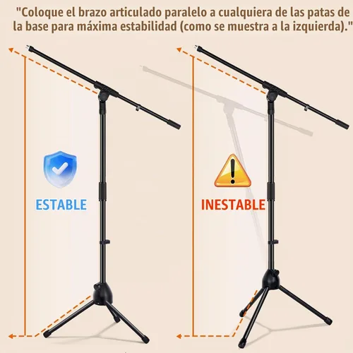Vista 6 de Tellegloww 1 soporte para micrófono, trípode, brazo de brazo, podio, estudio, altura ajustable, 75 pulgadas, extiende el brazo a 27 pulgadas, viene