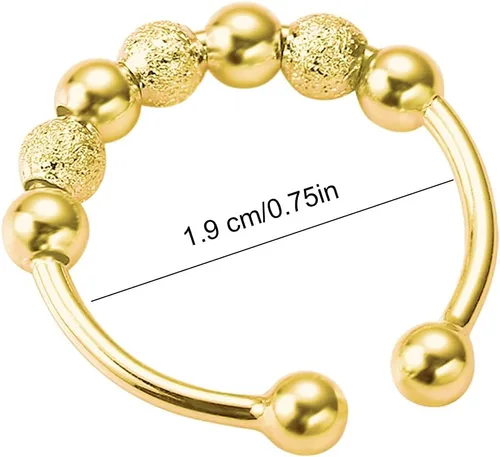 Vista 6 de Anillos de boda estéticos para mujeres, adolescentes, niñas, 3 piezas y cuentas en espiral, giro de una sola vuelta, anti estrés, anillos apilables