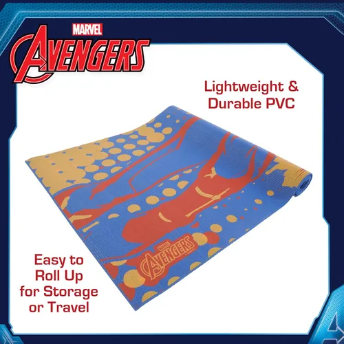 Vista 3 de Marvel Captain Marvel - Tapete de yoga antideslizante para niños y niñas, para todo uso, PVC, accesorios de fitness y entrenamiento, azul marino