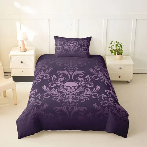 Vista 18 de Erosebridal Juego de ropa de cama gótica de damasco para adultos, funda de edredón victoriana antigua, tamaño individual, funda de edredón gótica