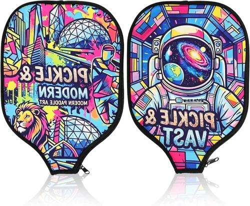 Vista 9 de 2 fundas de paleta de pickleball, neopreno duradero universal de 8.26 x 11.8 pulgadas con cremallera, bolsa de almacenamiento, se adapta a raquetas