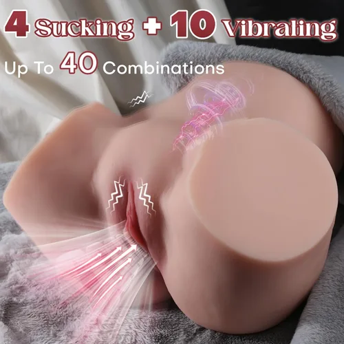 Vista 2 de Masturbador masculino de bolsillo para 4 chupadores y 10 vibradores, muñeca sexual automática para hombres con dos motores ultra potentes, juguete