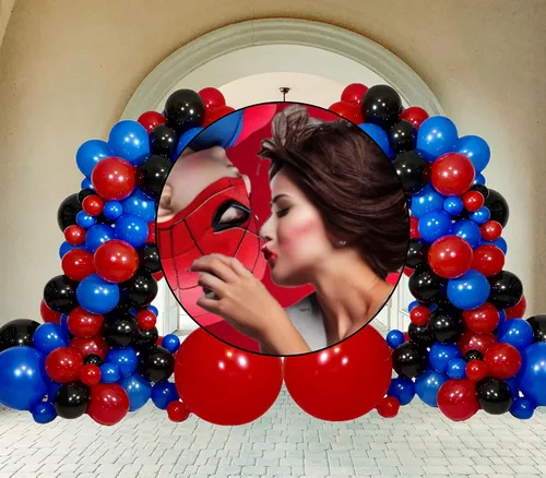 Vista 4 de STK Arco de globos compatible con el kit de guirnalda de globos de Spiderman, Spidey y sus increíbles amigos, decoraciones de cumpleaños, telón