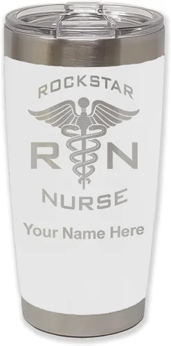 Vista 18 de LaserGram RN Rockstar - Vaso aislado al vacío de 20 onzas, grabado personalizado incluido (negro)