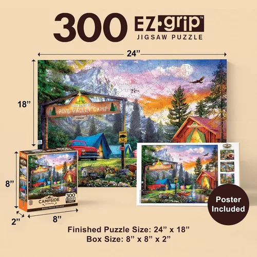 Vista 2 de MasterPieces Rompecabezas EZ Grip de 300 piezas - Pine Valley Camp - 18 x 24 pulgadas