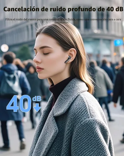 Vista 3 de Auriculares inalámbricos, auriculares Bluetooth 5.4 con graves estéreo, auriculares intrauriculares con micrófono de cancelación de ruido, pantalla