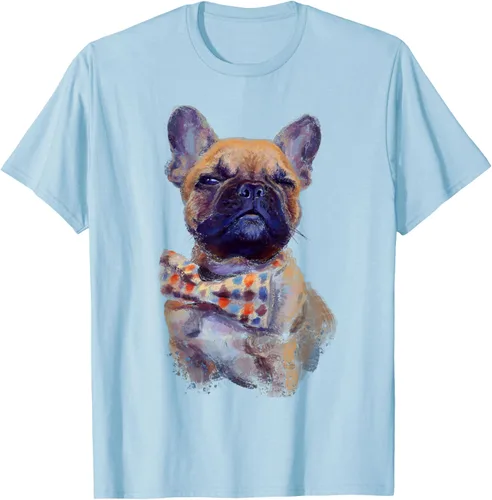 Vista 40 de Camiseta de bulldog francés con estampado realista, artística de bulldog francés, Negro, S