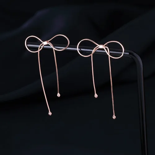 Vista 3 de Reffeer Solid 925 Sterling Silver Bow Drop Earrings Dangle for Women Teens Bowknot Dangle Earrings Studs