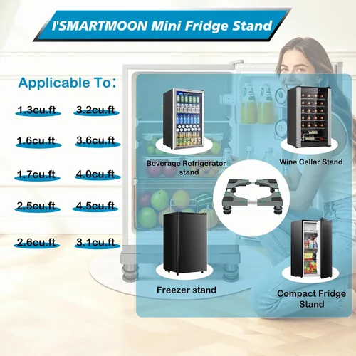 Vista 7 de I'SMARTMOON Soporte Mini para Nevera, Plataforma de Árbol de Navidad, Base Ajustable Elevada para Mini Refrigerador, Soporte de Pedestal, Soporte