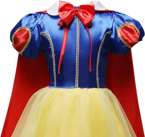 Vista 5 de HIHCBF Disfraz de princesa blanca como la nieve para niñas, cumpleaños, Navidad, Halloween, carnaval (con accesorios)