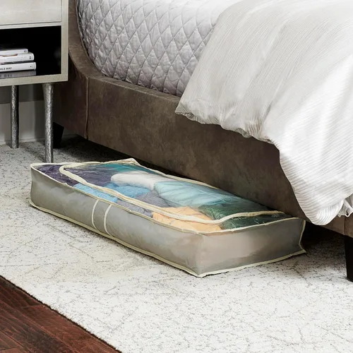 Vista 2 de Household Essentials Baúl de almacenamiento debajo de la cama, beige (paquete de 2)