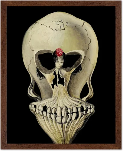 Vista 29 de Poster Master Póster vintage – Impresión de pintura de bailarina en la cabeza de la muerte – Arte surrealismo – Regalo gótico para él, ella