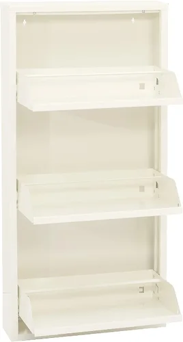 Vista 7 de Zapatero con cajón abatible, organizador de almacenamiento, estante para zapatos independiente, sin necesidad de montaje para montaje en pared Gris