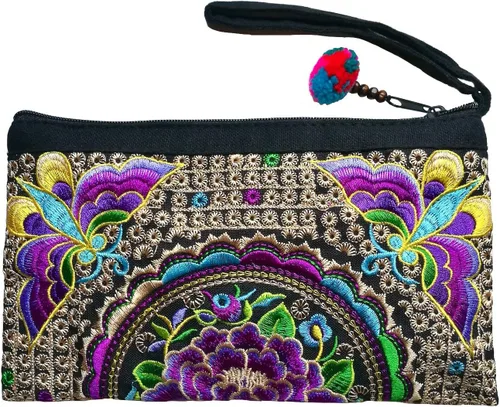 Vista 8 de Sabai Jai - Bolso de pulsera para teléfono inteligente - Carteras de embrague bordadas a mano Boho