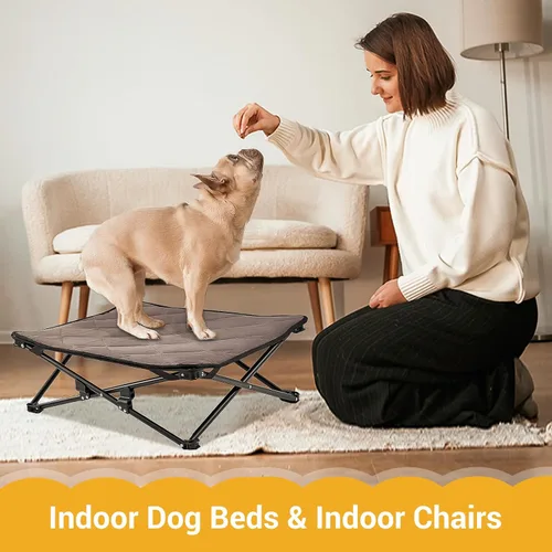 Vista 5 de KingCamp Cama elevada para perros pequeños, cama de mascotas elevada y de enfriamiento para exteriores con malla transpirable lavable y pies