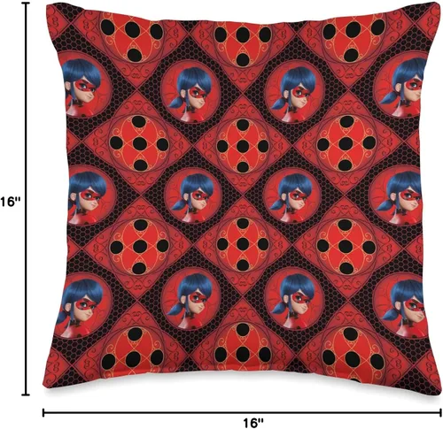 Vista 4 de Miraculous Ladybug and Cat Noir The Movie LB - Almohada de 16 x 16 pulgadas, multicolor