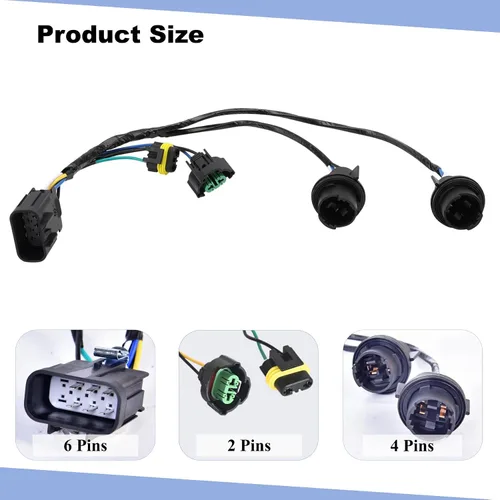 Vista 2 de Arnés de cableado de faros delanteros, conjunto de arnés de cables de faros delanteros compatible con Chevy Silverado 2008-2014, reemplaza 645-745