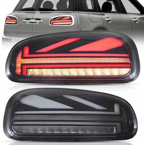 Vista 22 de Ensamble de luces traseras VLAND Compatible con BMW Mini R50 R52 R53 2001-2006, lámpara trasera Union Jack con DRL dinámico, luz trasera con señal