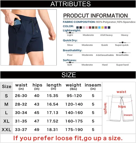 Vista 6 de BROKIG Pantalones cortos de gimnasio ligeros para hombre, pantalones cortos de entrenamiento atlético para hombre con bolsillos para culturismo