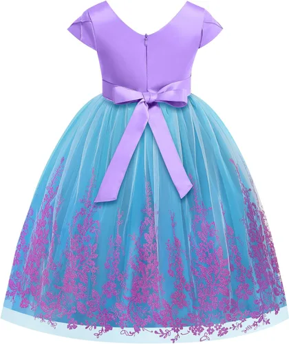 Vista 2 de Vestido de Sirena para Niñas, Disfraz de Princesa para Halloween, Cosplay, Vestido Elegante para Fiestas de Cumpleaños