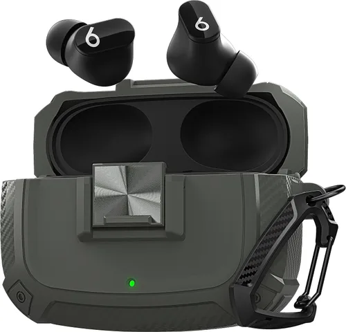 Vista 9 de Maxjoy Funda para Beats Studio Buds, Studio Buds Plus 2023 con cerradura, Studios Bud + fundas protectoras a prueba de golpes con llavero para Beats