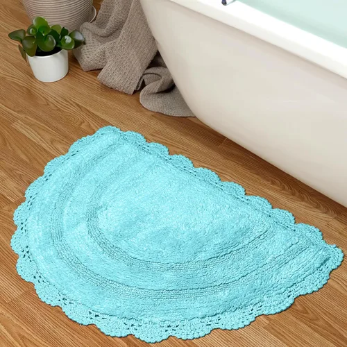 Vista 39 de Chardin home Alfombra de baño de ganchillo beige, alfombra de baño ovalada 100% algodón con borde de ganchillo artesanal hecho a mano, alfombra