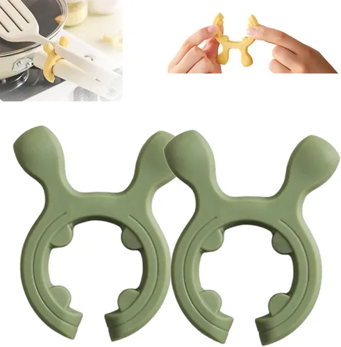 Vista 13 de Estante multifuncional de silicona para espátulas con mango de olla para Verde