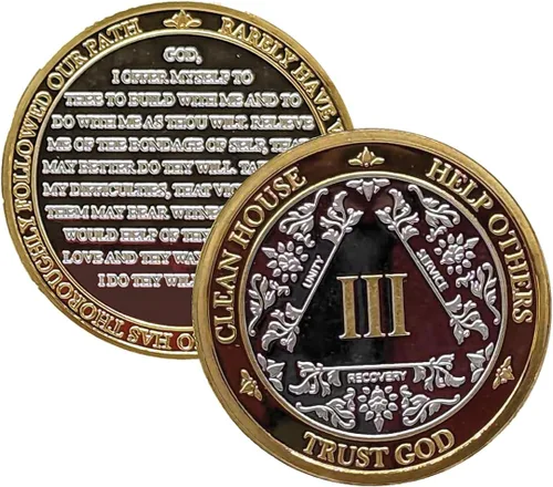 Vista 11 de Silver & Gold - Medallón de Alcohólicos Anónimos de 1 a 60 años (10 años (X)) Cápsula AA incluida