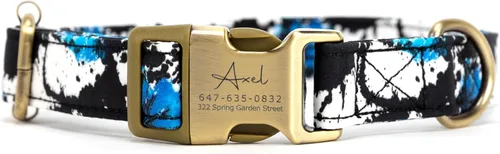 Vista 23 de Collar de perro personalizado con nombre y número de teléfono grabado, collar ajustable personalizado para cachorros, collar de algodón orgánico