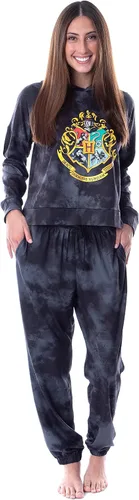Vista 4 de INTIMO Harry Potter Hogwarts Crest - Conjunto deportivo con capucha para mujer, Negro