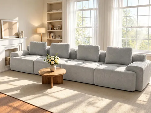 Vista 56 de Sofá de nube de gran tamaño en forma de U de 122 pulgadas, cómodos sofás modulares sin hueso para sala de estar, sofá modular con respaldo alto